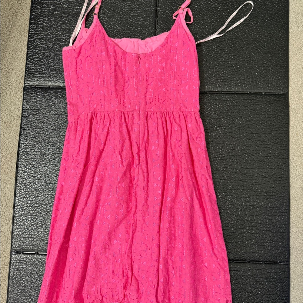 🌸 Lilly Pulitzer Hot Pink Eyelet Sundress – Size 0 - Picture 3 of 3